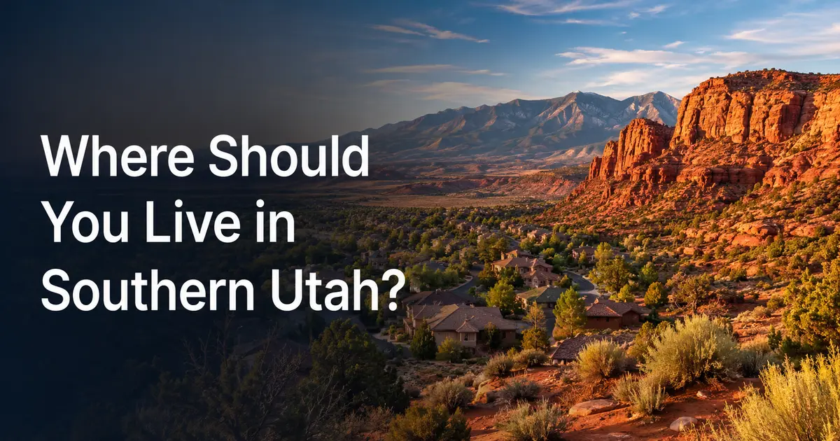 Southern Utah red rock community with the title Where Should You Live in Southern Utah?